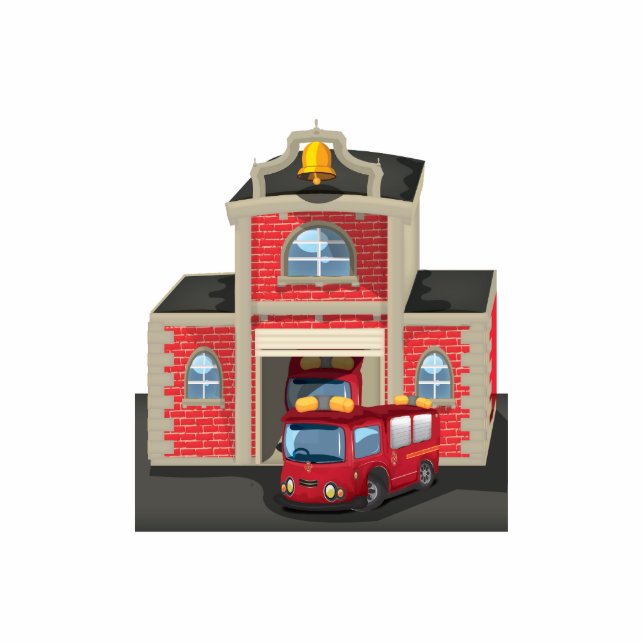 Fire House and Fire Truck Statuette (Front)