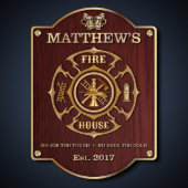 Fire House Engraved American Birch Wood Bar Sign (Front)
