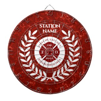 Fire House Station Red Marble White Laurel