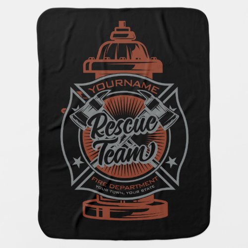 Fire Hydrant ADD NAME Fire Fighter Rescue Team Baby Blanket