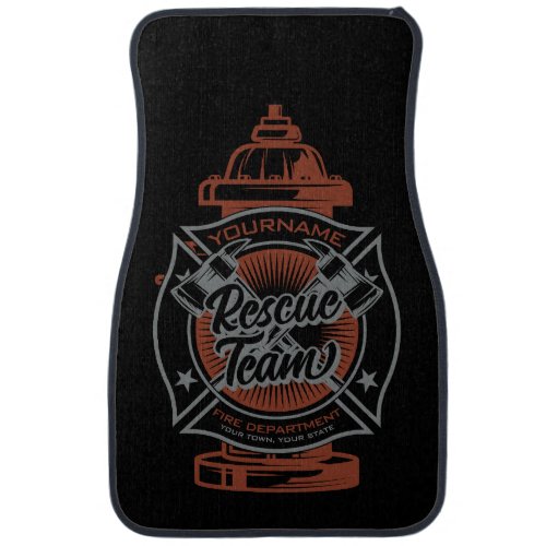 Fire Hydrant ADD NAME Fire Fighter Rescue Team Car Floor Mat