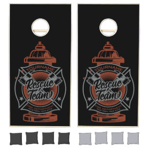 Fire Hydrant ADD NAME Fire Fighter Rescue Team Cornhole Set