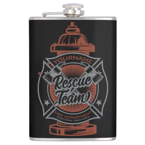 Fire Hydrant ADD NAME Fire Fighter Rescue Team Flask
