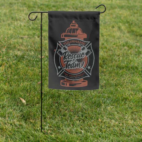 Fire Hydrant ADD NAME Fire Fighter Rescue Team Garden Flag