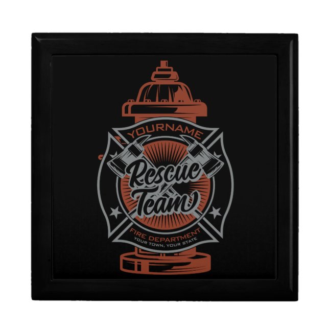 Fire Hydrant ADD NAME Fire Fighter Rescue Team Gift Box (Front)