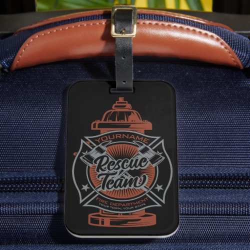 Fire Hydrant ADD NAME Fire Fighter Rescue Team Luggage Tag
