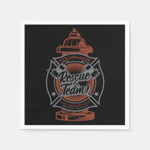 Fire Hydrant ADD NAME Fire Fighter Rescue Team Napkins
