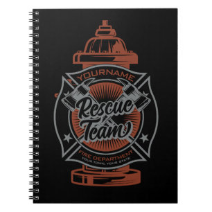 Fire Hydrant ADD NAME Fire Fighter Rescue Team Notebook