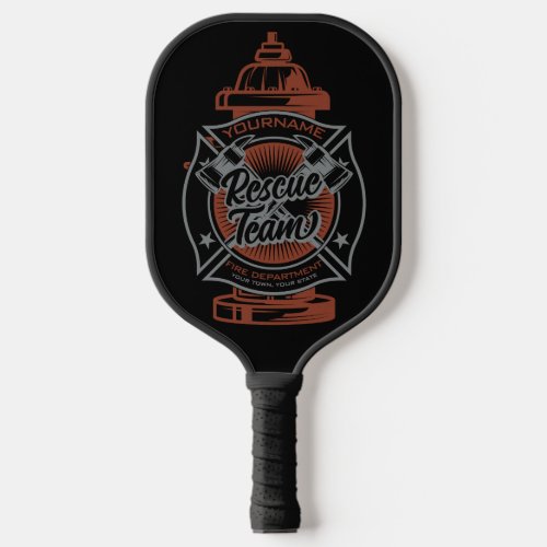 Fire Hydrant ADD NAME Fire Fighter Rescue Team Pickleball Paddle