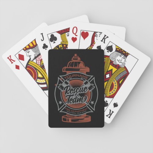 Fire Hydrant ADD NAME Fire Fighter Rescue Team Playing Cards