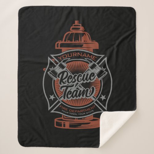 Fire Hydrant ADD NAME Fire Fighter Rescue Team Sherpa Blanket
