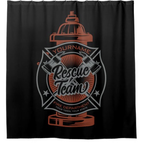Fire Hydrant ADD NAME Fire Fighter Rescue Team Shower Curtain