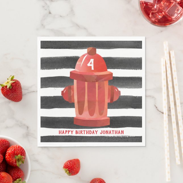 Fire Hydrant Birthday Party Napkins - Fire Truck (Insitu)