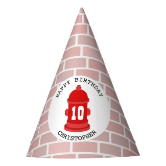 Fire Hydrant + Bricks Birthday Party Hat
