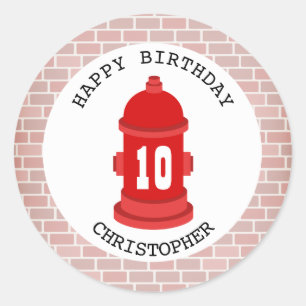 Fire Hydrant + Bricks Birthday Party Sticker