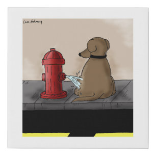Fire Hydrant Revenge Dog Cartoon Faux Canvas Print