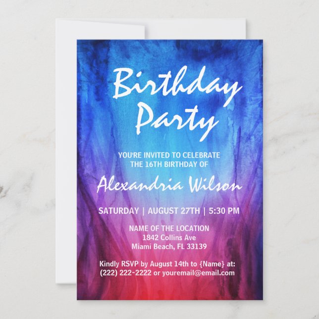 Fire & Ice Birthday Invitations | Blue Red Flames (Front)