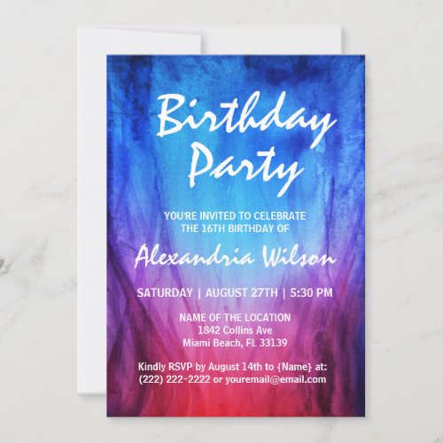 Fire  Ice Birthday Invitations  Blue Red Flames