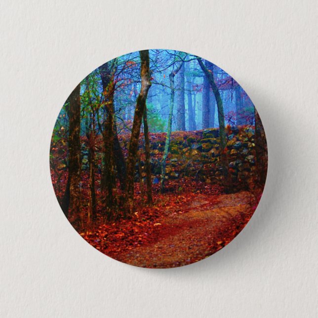 Fire & Ice Forest Oil Painting Gifts Apparel Pinback Button (Front)