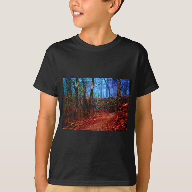 Fire & Ice Forest Oil Painting Gifts Apparel T-Shirt (Front)