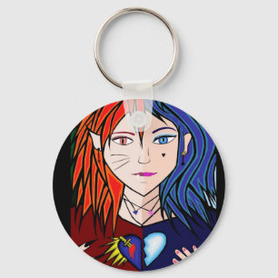 Fire Ice girl anime Keychain