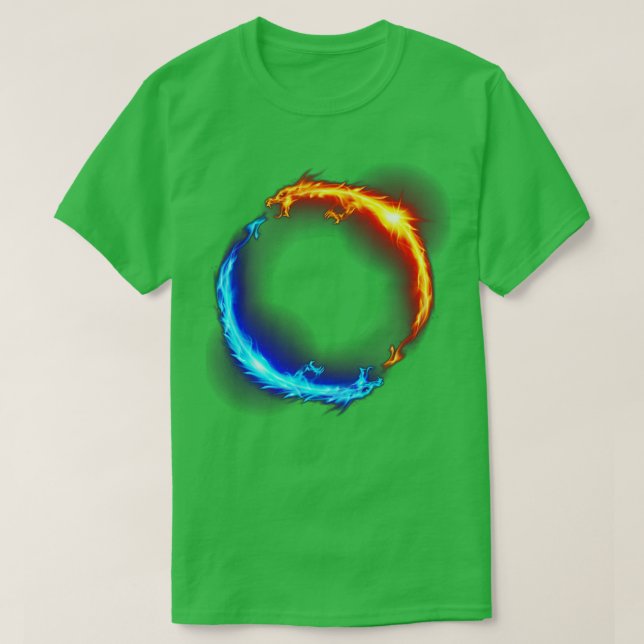 Fire Ice Ring Dueling Dragons Fantasy Infinity Mys T-Shirt (Design Front)