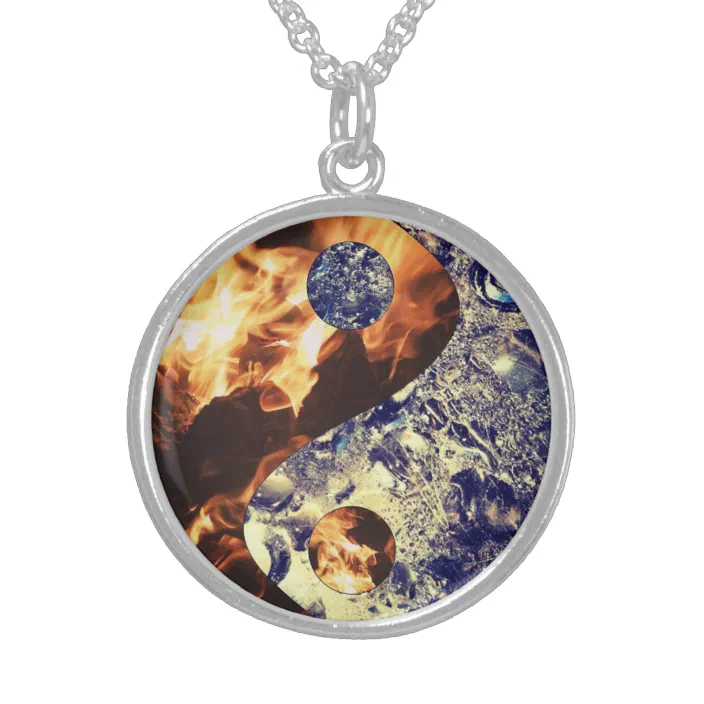 Fire Ice Yin Yang Necklace Zazzle Com