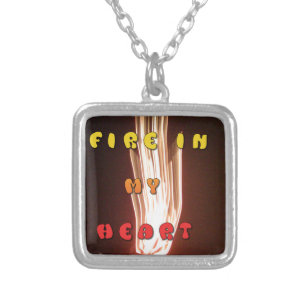 Fire in My Heart Art Print Silver Plated Necklace
