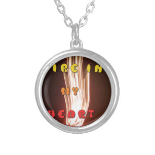 Fire in My Heart Art Print Silver Plated Necklace