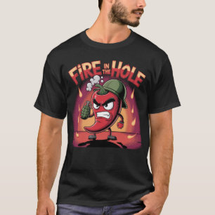 Fire in the Hole Spicy Chili Pepper Funny Pepper T-Shirt