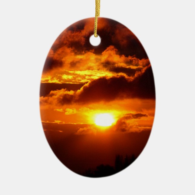 Fire in the Sky Ceramic Ornament (Front)