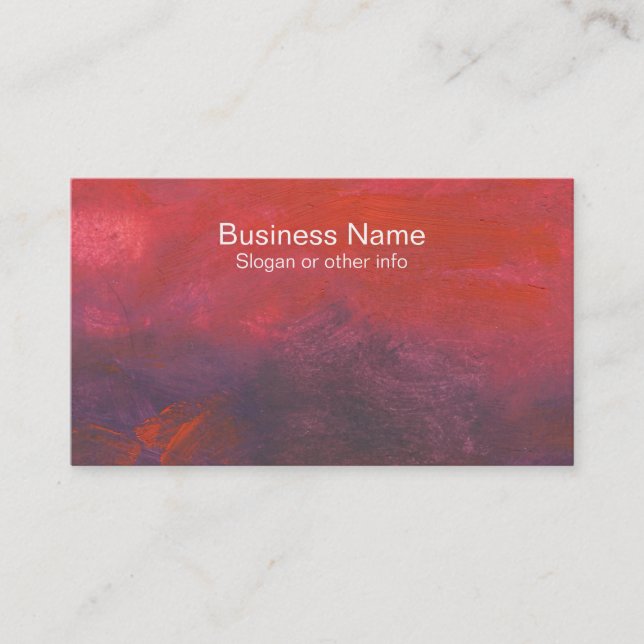 Fire in the Sky Purple and Red Abstract Landscape Business Card (Front)
