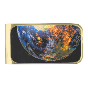 Fire Inferno Gold Finish Money Clip