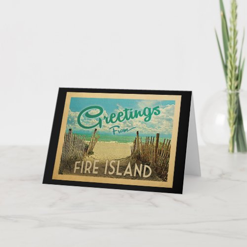 Fire Island Beach Vintage Travel Card