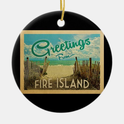 Fire Island Beach Vintage Travel Ceramic Ornament