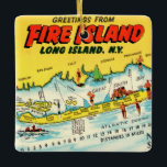 Fire Island Colorful Map Ornament<br><div class="desc">A wonderful vintage postcard map of Fire Island repurposed!</div>