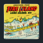 Fire Island Colorful Map Ornament<br><div class="desc">A wonderful vintage postcard map of Fire Island repurposed!</div>