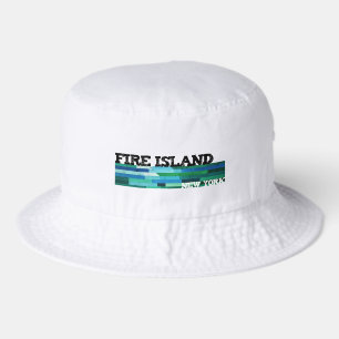 Fire Island groovy blues greens water taxi ferry  Bucket Hat