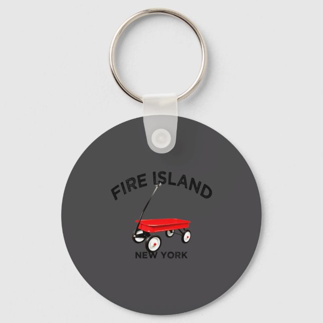 Fire Island Large Version Red Wagon Long Island Ny Keychain (Front)