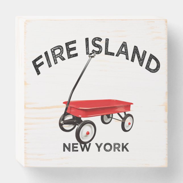 Fire Island large version Red Wagon Long Island NY Wooden Box Sign (Front Horizontal)