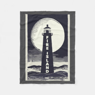 Fire Island Lighthouse New York Moon Fleece Blanket