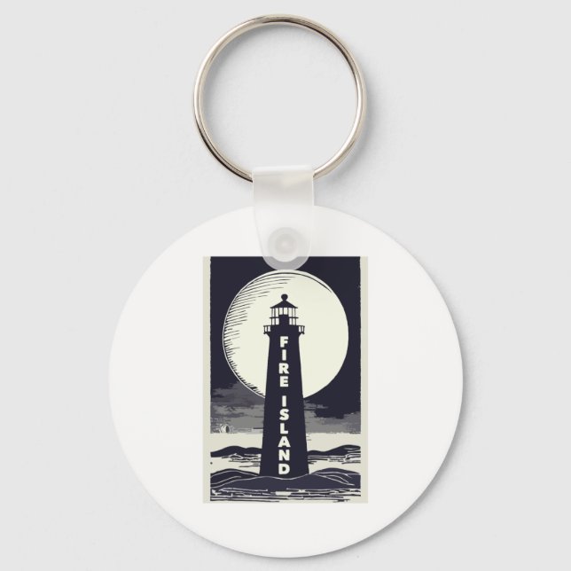 Fire Island Lighthouse New York Moon  Keychain (Front)