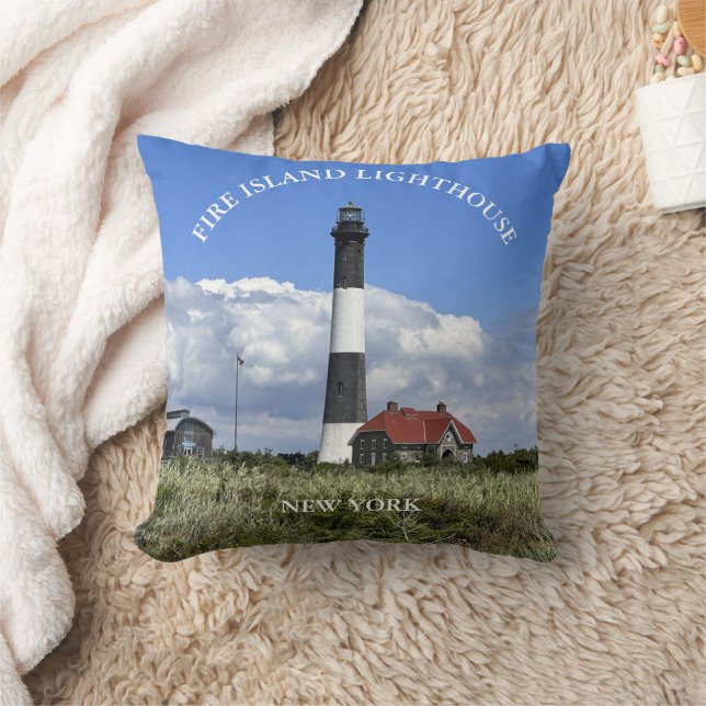 Fire Island Lighthouse New York Round Throw Pillow (Blanket)