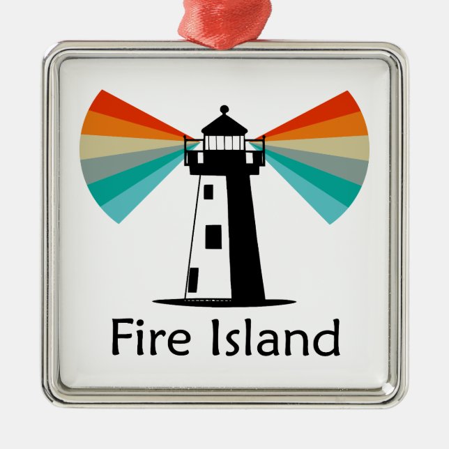 Fire Island Lighthouse Rainbow Metal Ornament (Front)
