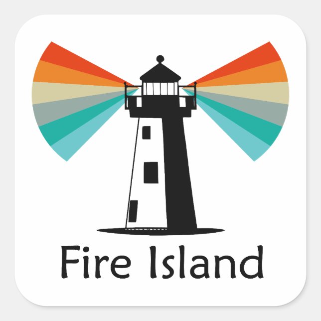 Fire Island Lighthouse Rainbow Square Sticker (Front)