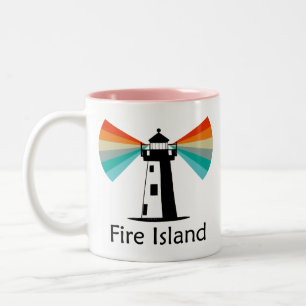 Fire Island Lighthouse Rainbow Two-Tone Coffee Mug