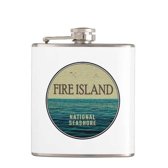 Fire Island National Seashore New York Ocean Birds Flask (Front)