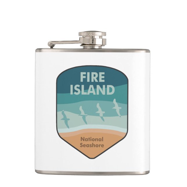 Fire Island National Seashore New York Seagulls Flask (Front)