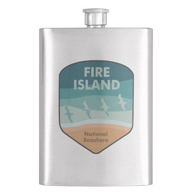 Fire Island National Seashore New York Seagulls Flask (Front)