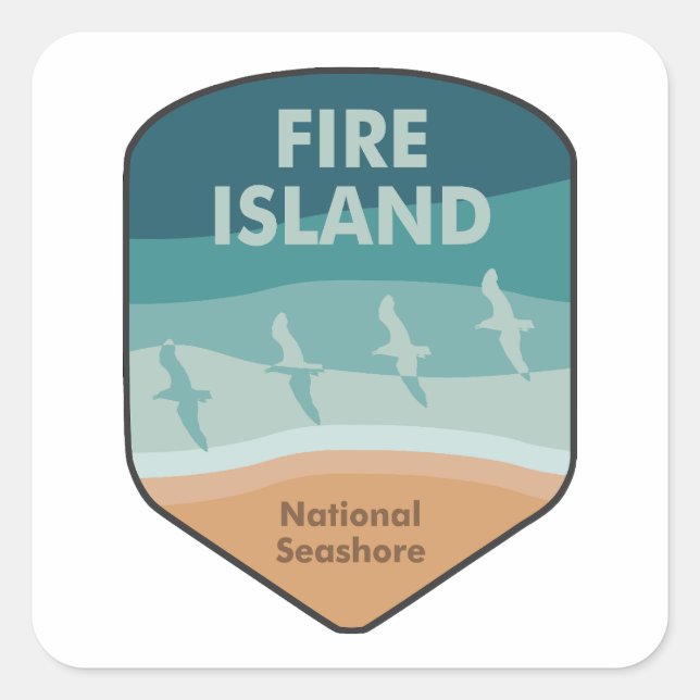 Fire Island National Seashore New York Seagulls Square Sticker (Front)